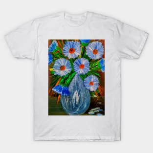 stunning arrangement of blue abstract flowers T-Shirt